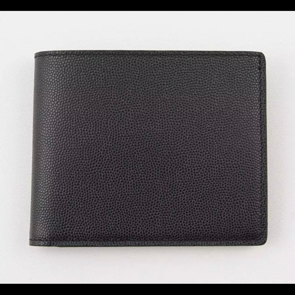 AUTHENTIC NEW TOM FORD BLACK PEBBLED BI-FOLD WALLET WITH COIN POCKET